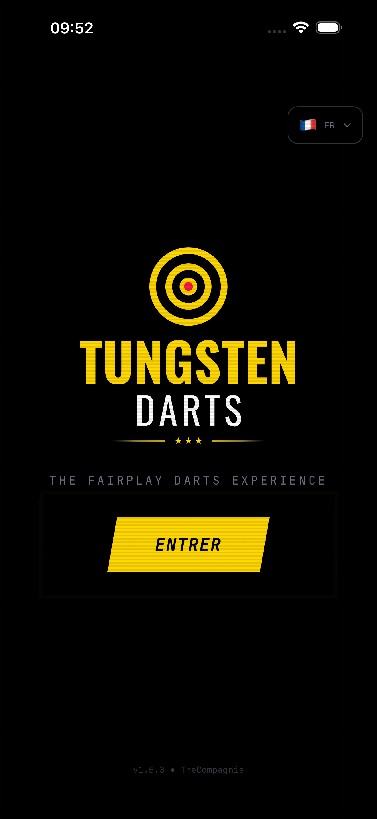 Ecran de lancement Tungsten Darts sur iPhone